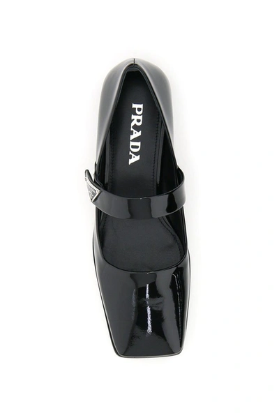Shop Prada Logo Plaque Ballerina Flats In Black