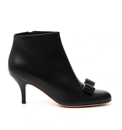 Shop Ferragamo Salvatore  Vara Bow Ankle Boots In Black