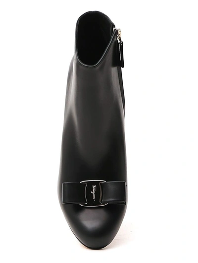 Shop Ferragamo Salvatore  Vara Bow Ankle Boots In Black