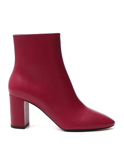 Shop Saint Laurent Lou Ankle Boots In Red