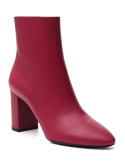 Shop Saint Laurent Lou Ankle Boots In Red
