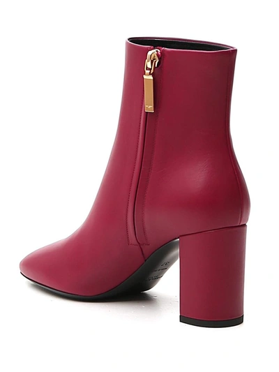 Shop Saint Laurent Lou Ankle Boots In Red