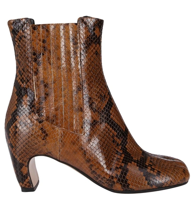 Shop Maison Margiela Tabi Embossed Ankle Boots In Brown