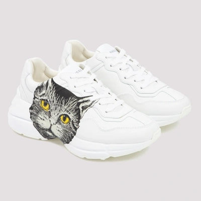Shop Gucci Mystic Cat Rhyton Sneakers In Grey