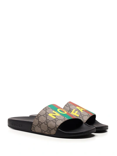 Gucci Pursuit Printed Coated-canvas Slides In Beige | ModeSens