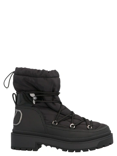 Shop Valentino Vlogo Print Winter Boots In Black