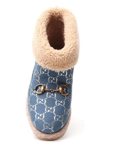 Shop Gucci Gg Horsebit Detail Boots In Blue