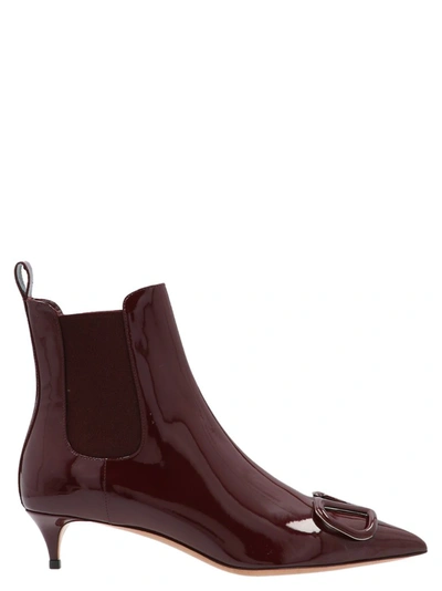 Shop Valentino Vlogo Ankle Boots In Red