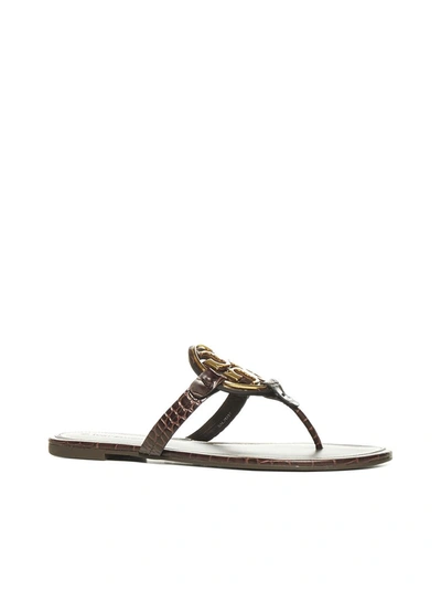 Shop Tory Burch Miller Logo Plaque Sandals In Brown