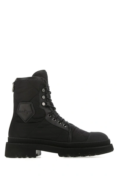 Shop Ferragamo Salvatore  Quilted Combat Boots In Black