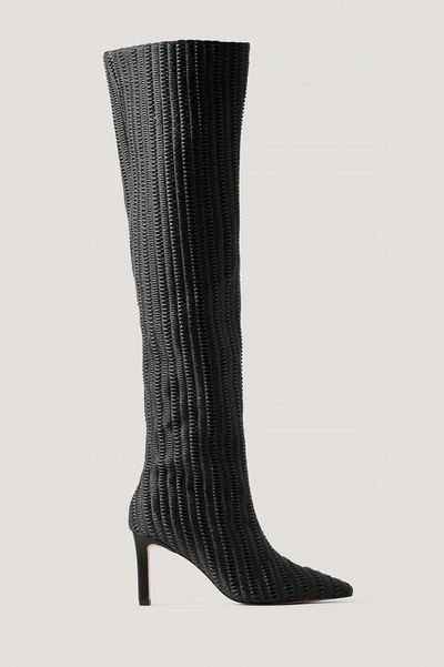 Shop Na-kd Structured Over Knee Boots - Black