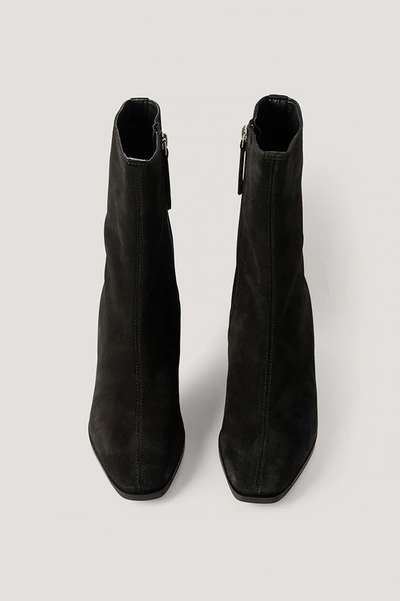 Shop Na-kd Suede Block Heel Boots Black