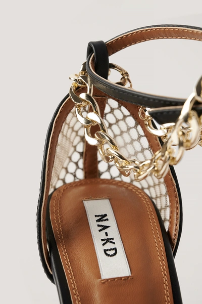 Shop Na-kd Chain Detailed Mesh Heels - Black