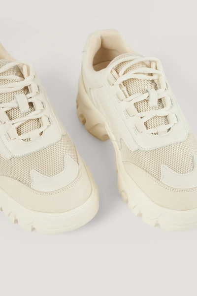 Shop Na-kd Chunky Trekking Trainers - Offwhite In Beige