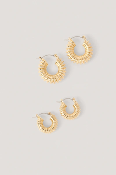 Shop Na-kd Double Pack Chubby Ruffled Hoops - Gold