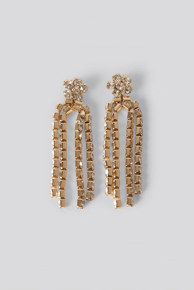 Shop Na-kd Dropping Flower Strass Earrings - Gold