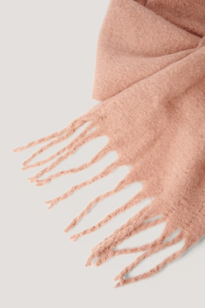Shop Na-kd Soft Braided Tassel Scarf - Pink In Dusty Pink