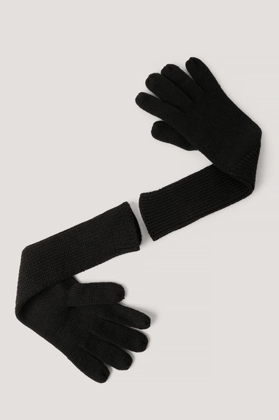 Shop Na-kd Long Knit Gloves Black