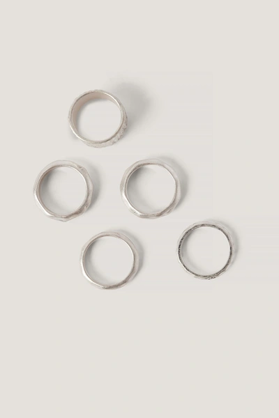 Shop Na-kd Multipack Hammered Rings - Silver