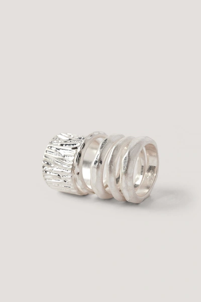 Shop Na-kd Multipack Hammered Rings - Silver