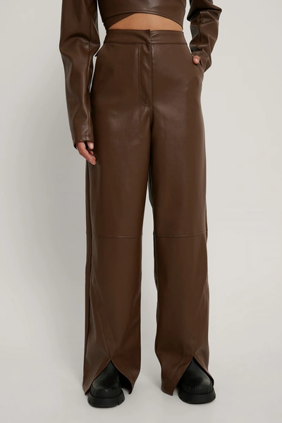 Shop Queen Of Jetlags X Na-kd Pu Pants - Brown In Chocolate