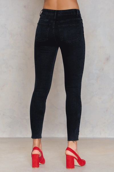 Shop Na-kd Ripped Bottom Highwaist Jeans Black