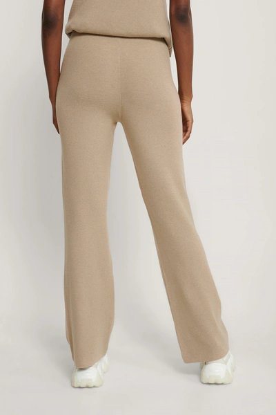 Shop Na-kd Wide Knitted Pants - Beige