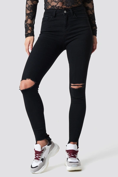 Shop Pamelaxnakd High Waist Ripped Jeans - Black