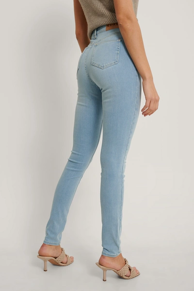 Shop Na-kd Reborn Organic Skinny High Waist Jeans Tall Blue In Light Blue