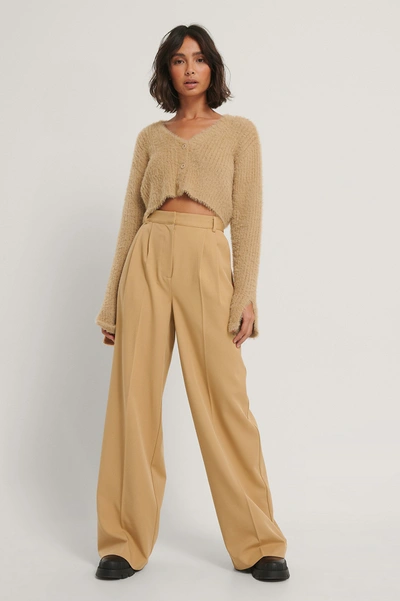 Shop Hoss X Na-kd Gabardin Trousers Beige In Sand