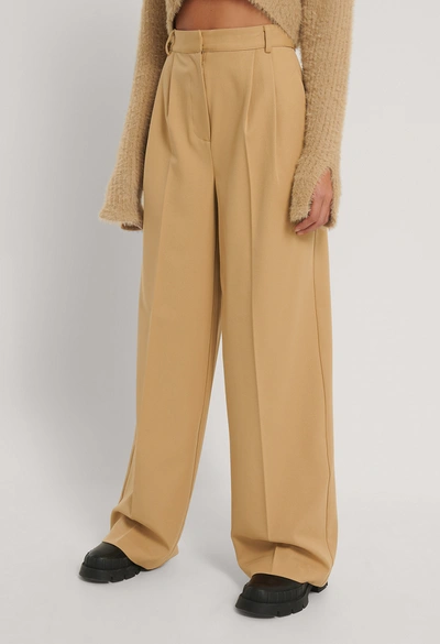 Shop Hoss X Na-kd Gabardin Trousers Beige In Sand