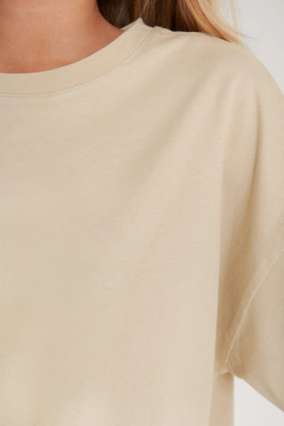 Shop Na-kd Reborn Oversized ¾ Sleeve Tee In Beige