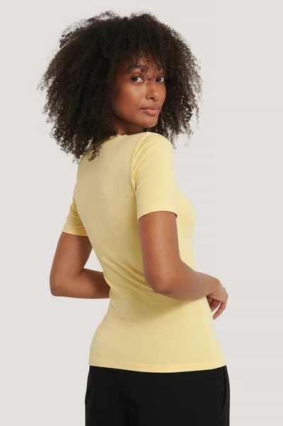 Shop Na-kd Reborn Roundneck Tight Fit Basic T-shirt - Yellow In Light Yellow