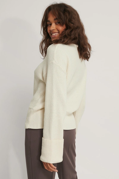 Shop Na-kd Folded High Neck Knitted Sweater - White In Offwhite