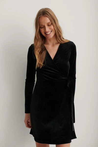 Shop Na-kd Wrap Velvet Dress - Black