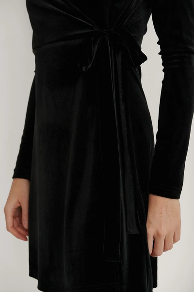 Shop Na-kd Wrap Velvet Dress - Black