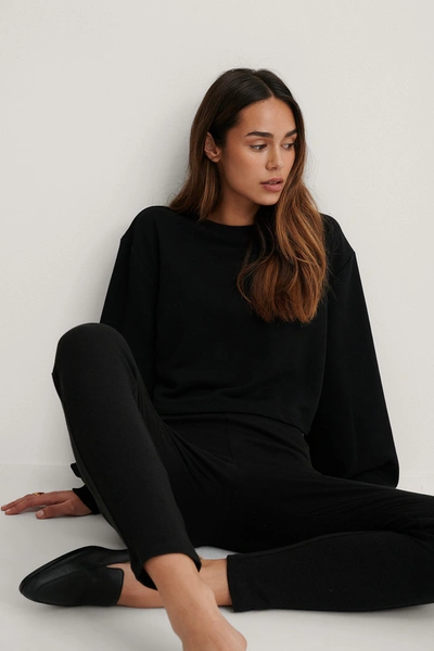 Shop Na-kd Reborn Organic Volume Sleeve Cropped Sweatshirt Black