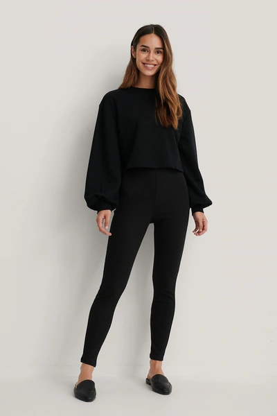 Shop Na-kd Reborn Organic Volume Sleeve Cropped Sweatshirt Black