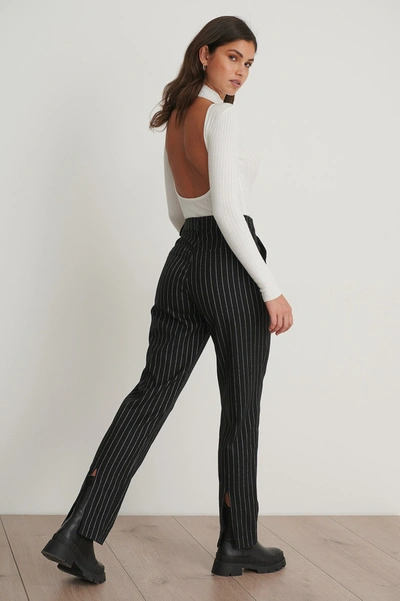 Shop Chloé Pinstriped Back Slit Suit Pants - Black