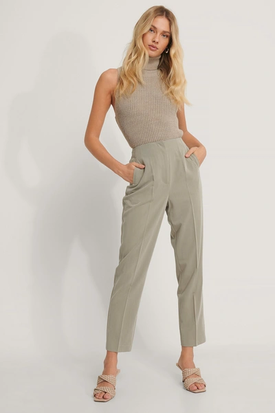 Shop Na-kd Darted Pants - Green In Dusty Light Green