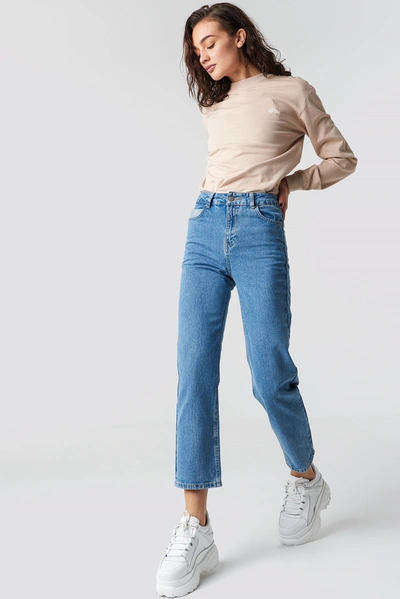 Shop Astrid Olsen X Na-kd Straight Leg Jeans - Blue