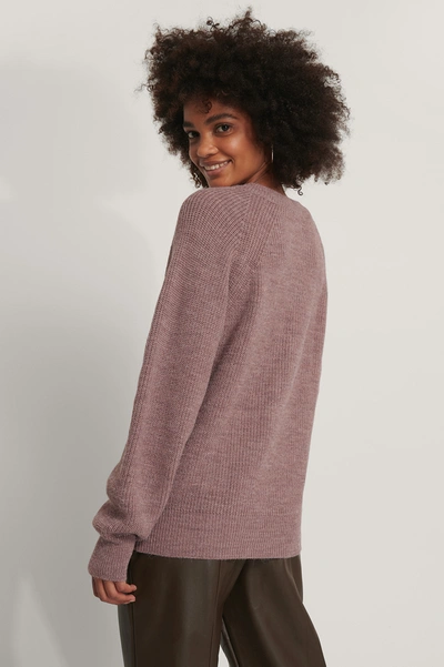 Shop Na-kd Reborn Zipper Front Knitted Sweater Pink In Dusty Dark Pink