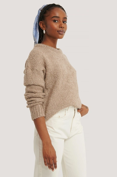 Shop Misslisibell X Na-kd Structured Knitted Sweater - Beige In Light Beige