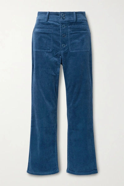 Shop Apiece Apart Marston Cotton-blend Corduroy Straight-leg Pants In Blue