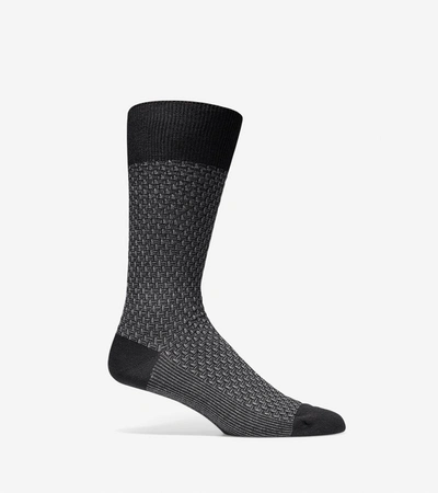 Shop Cole Haan Dog Bone Texture Crew Socks In Black