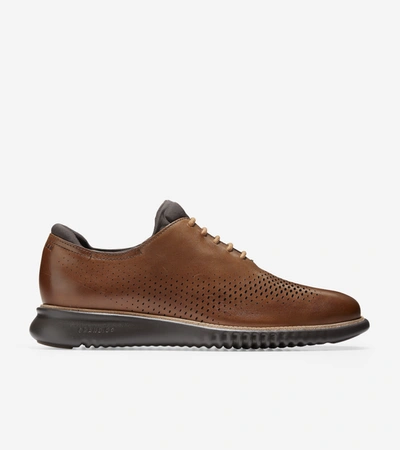 Shop Cole Haan Men's 2.zerøgrand Lined Laser Wingtip Oxford In British Tan-java