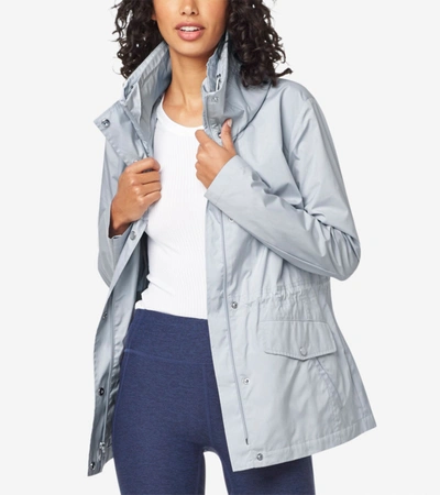 Shop Cole Haan Short Packable Rain Jacket In Light Blue