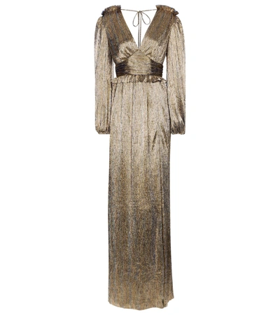 Shop Rebecca Vallance Rivero Metallic Maxi Dress In Gold