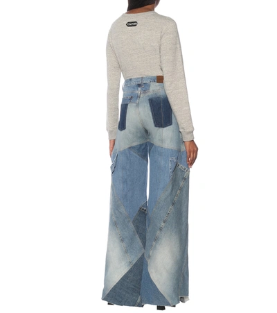 Shop Tom Ford Patchwork High-rise Wide-leg Jeans In Blue