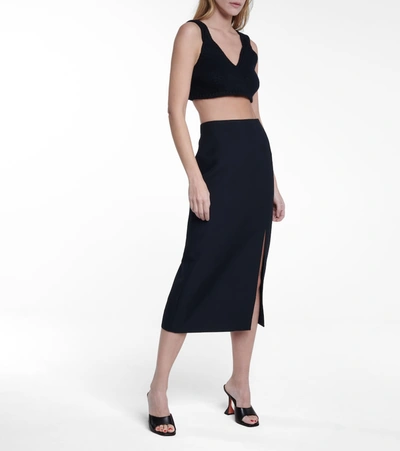 Amina Muaddi Lupita' Suede Heeled Slip Ons In Black